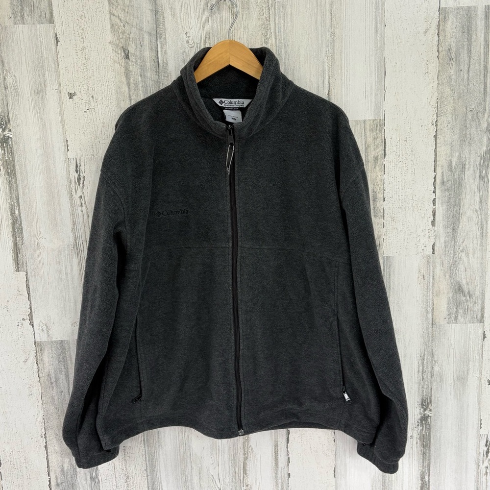 Columbia Men’s Size XL Full Zip Fleece Jacket In Dark Gray Soft Fleece Lined